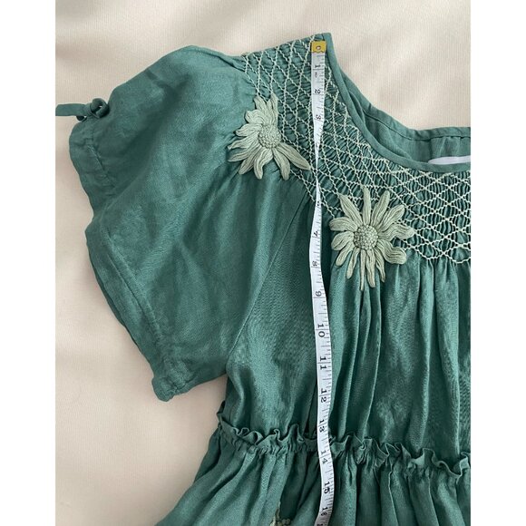 Innika Choo Green Mini Smock Embroidered Dress, One size only - Picture 13 of 16